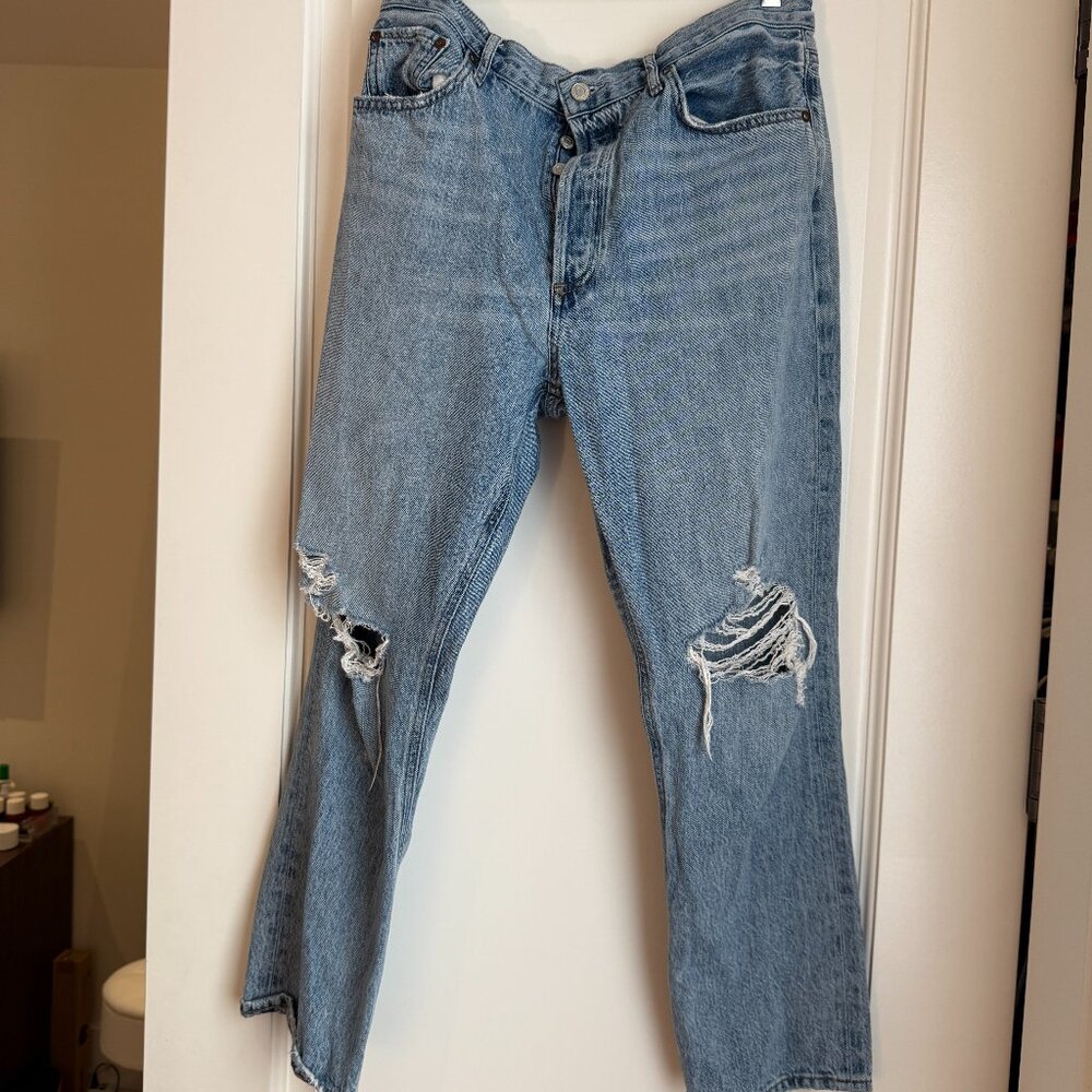 AGOLDE Riley Medium Wash High Rise Cropped Jean Size 31